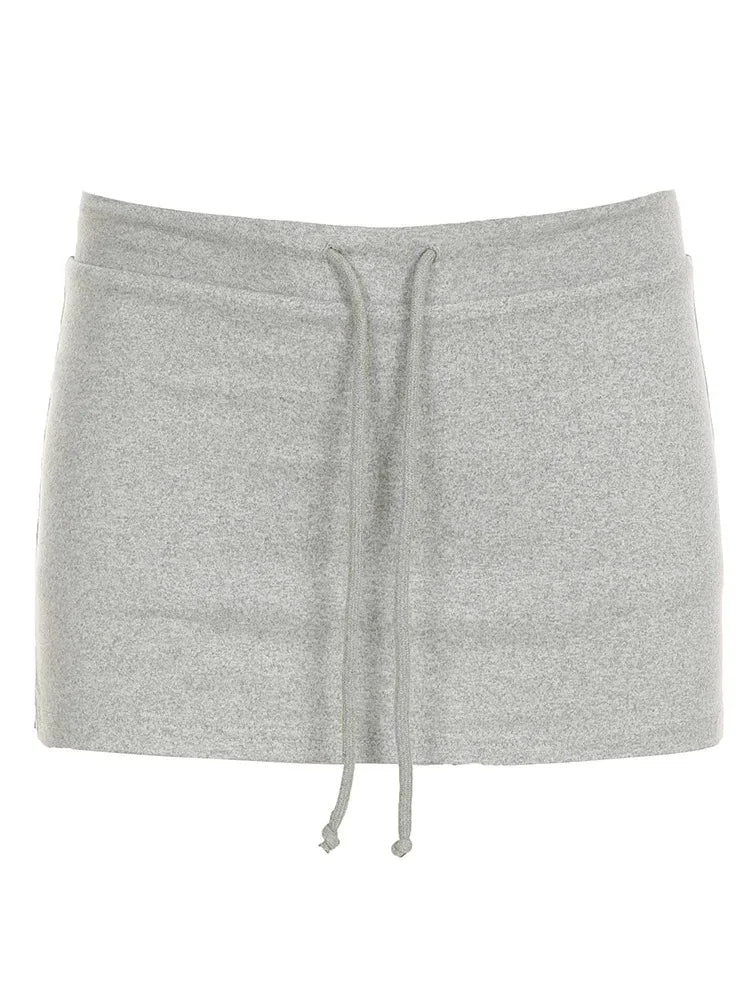 Solid Lace-up Mini Skirts