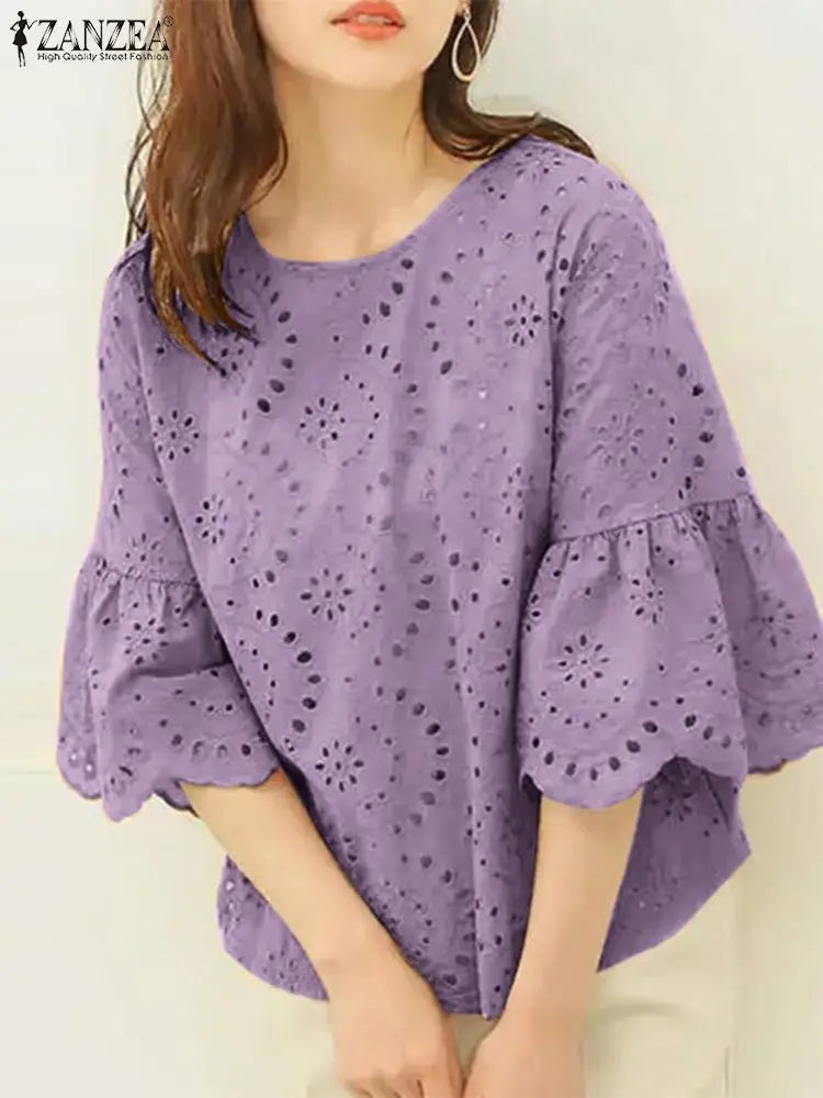 Sleeve Hollow Out Blouse