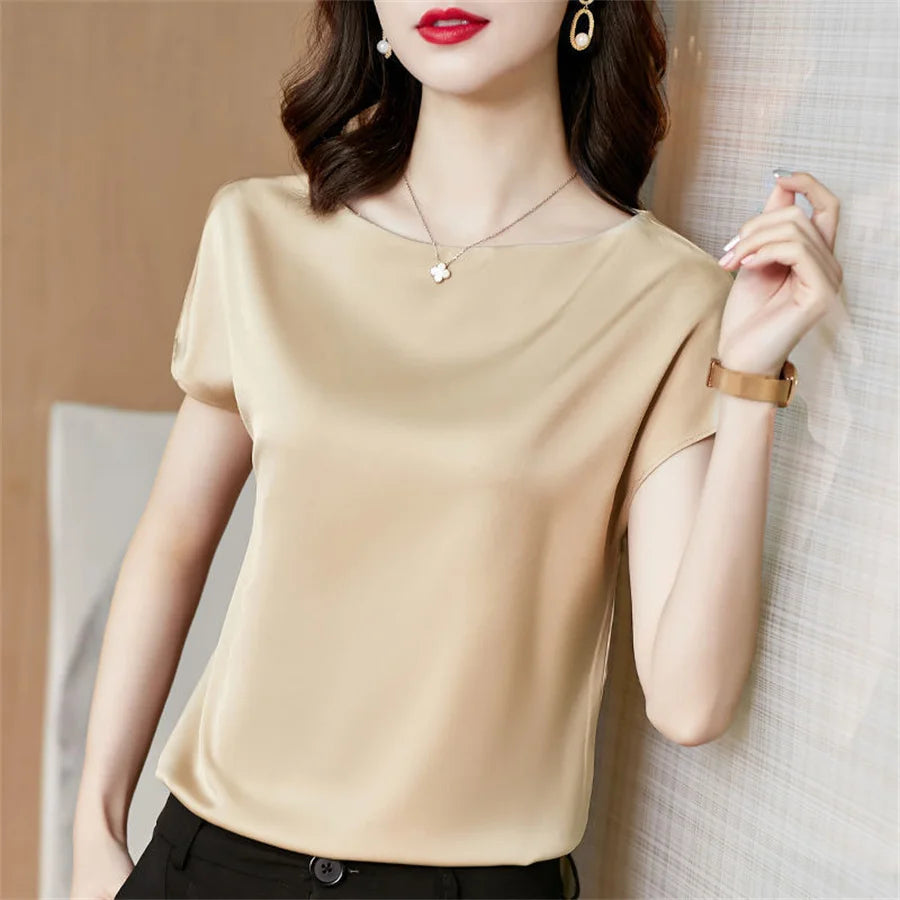 Short Sleeve O-Neck Blouses