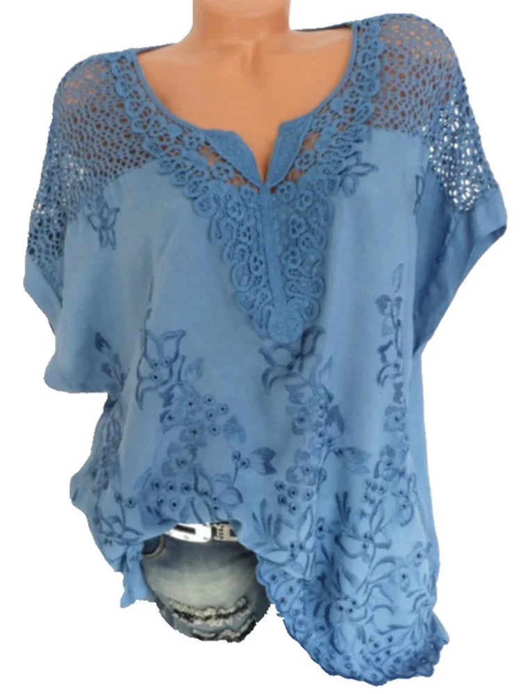Short-Sleeved Lace  Blouses