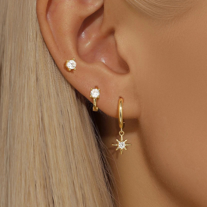 Round Star Drop Earrings