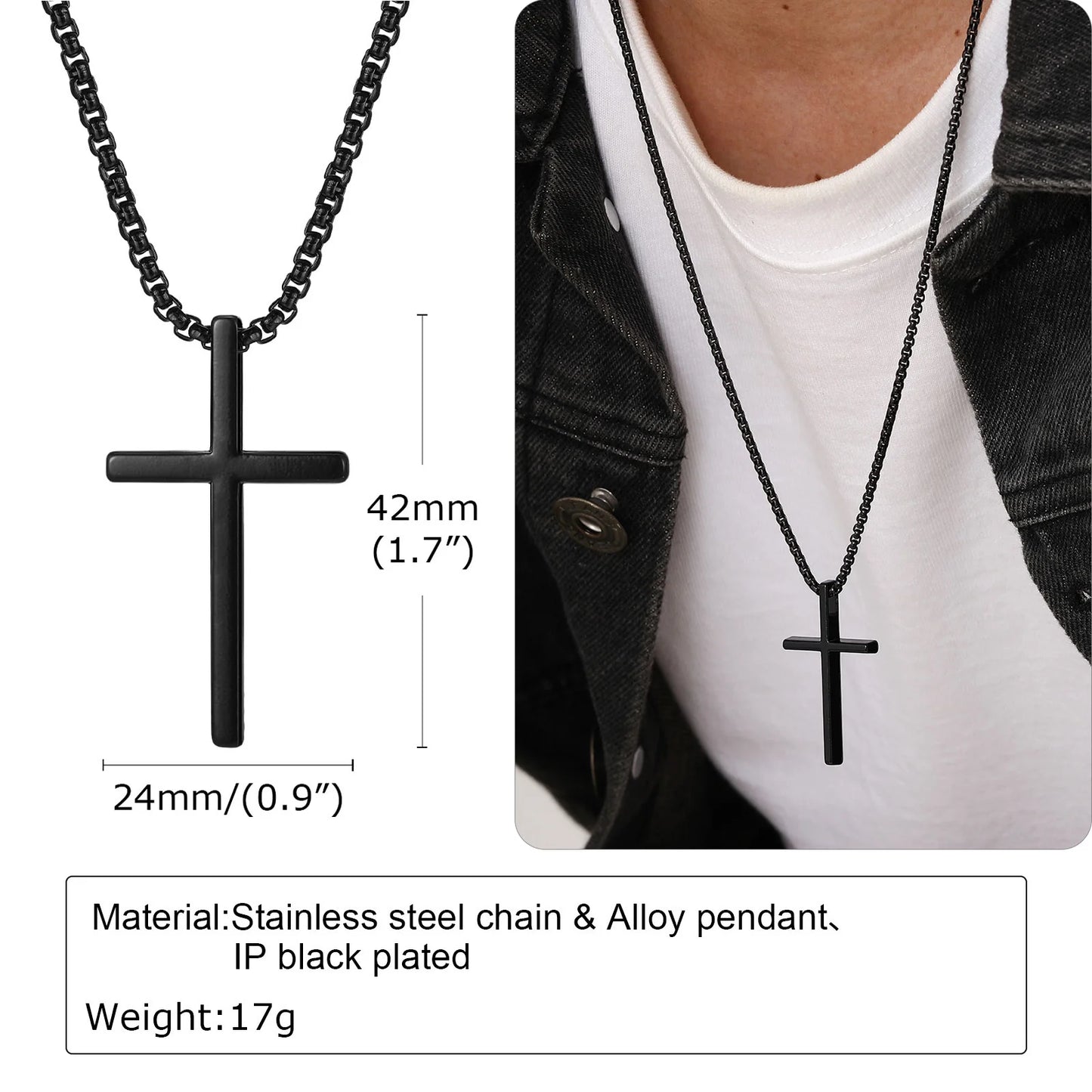 Vnox Cross Necklace for Men