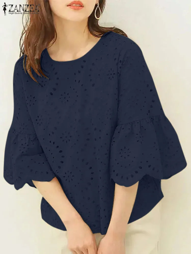 Sleeve Hollow Out Blouse