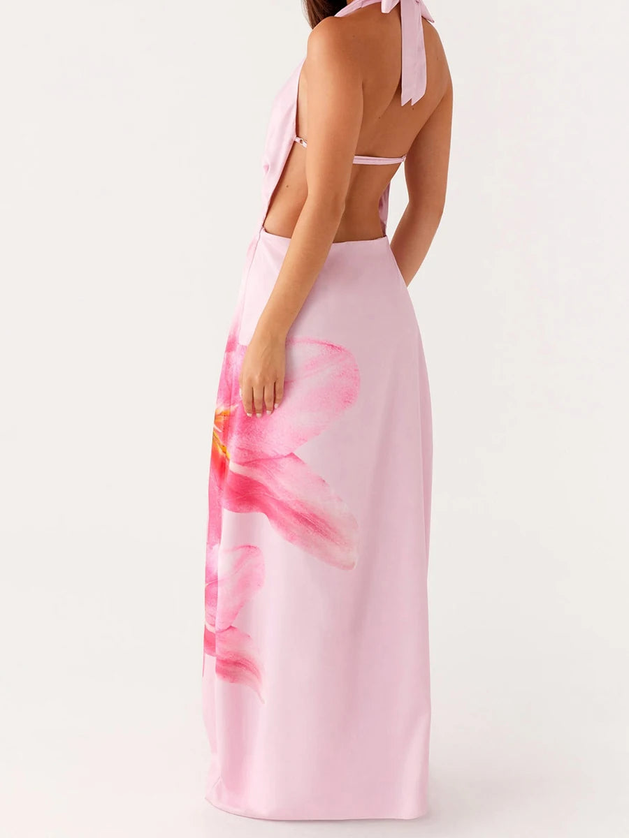 Elegant Floral Print  Maxi Dress