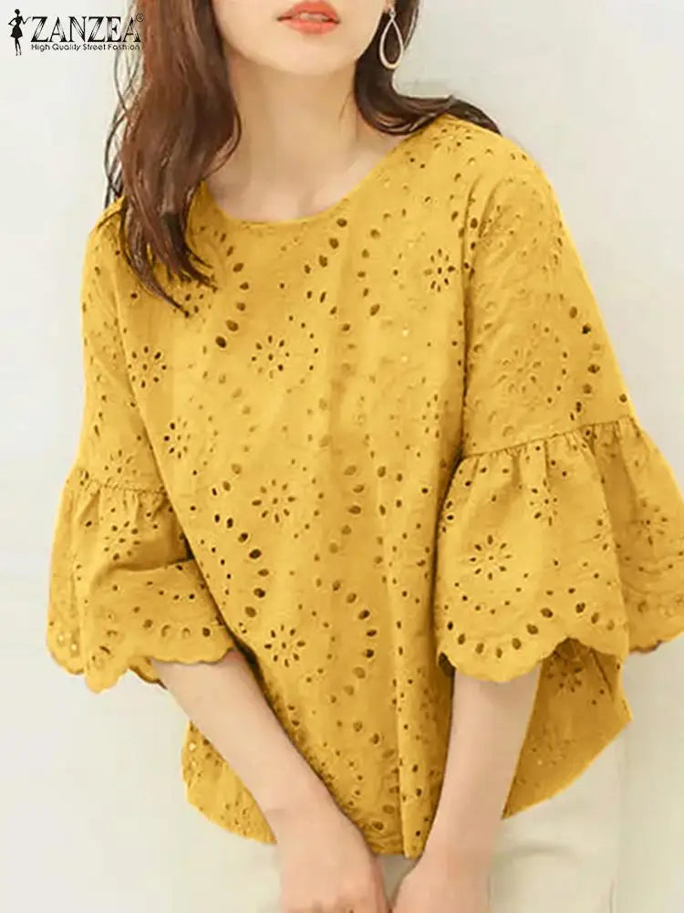 Sleeve Hollow Out Blouse