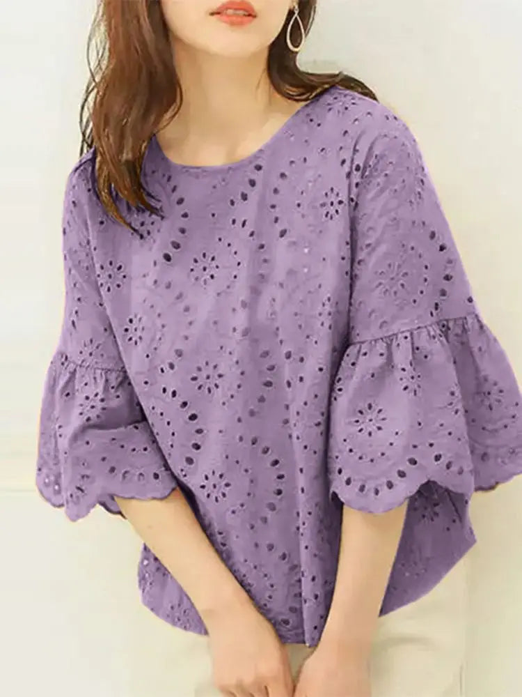 Sleeve Hollow Out Blouse