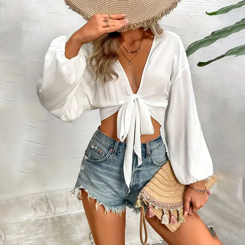 Sexy V-neck Swim Cover Up