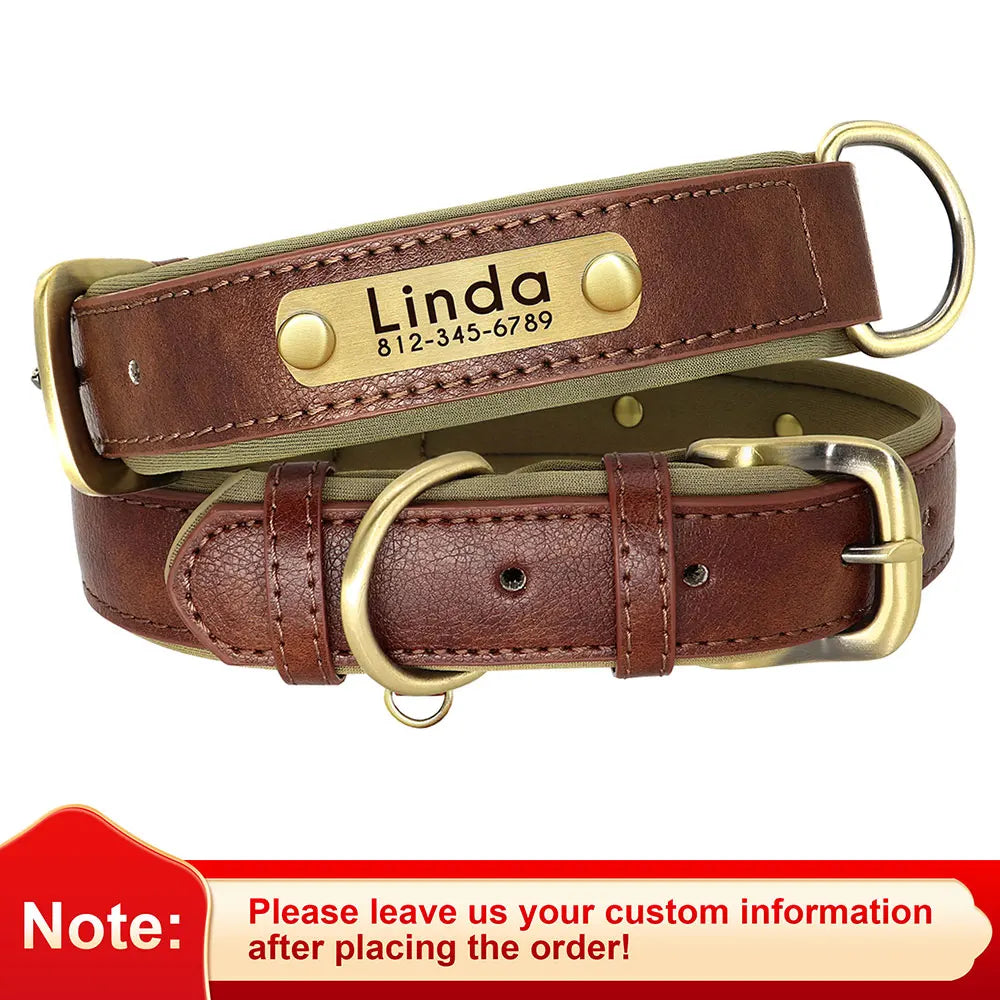 Leather Nameplate Dog Collar