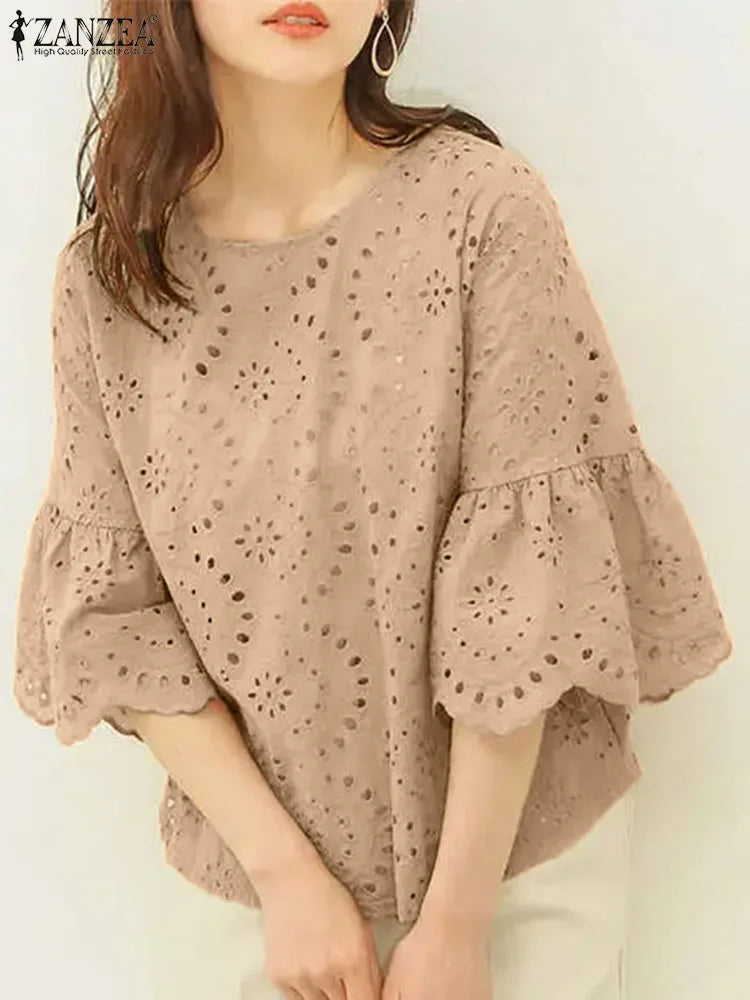 Sleeve Hollow Out Blouse