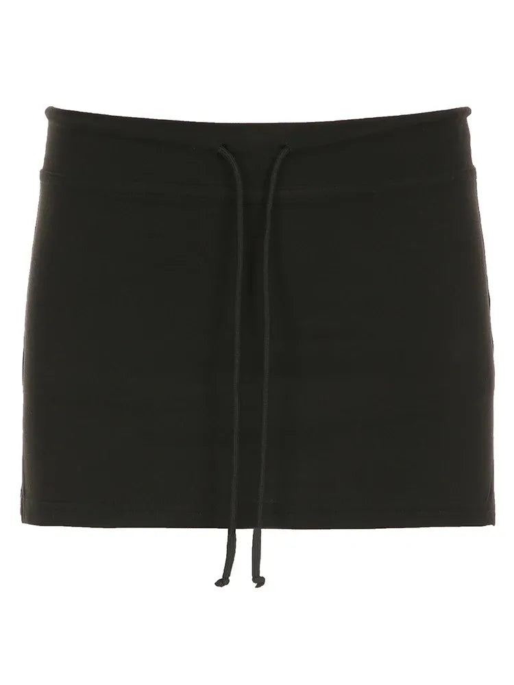 Solid Lace-up Mini Skirts
