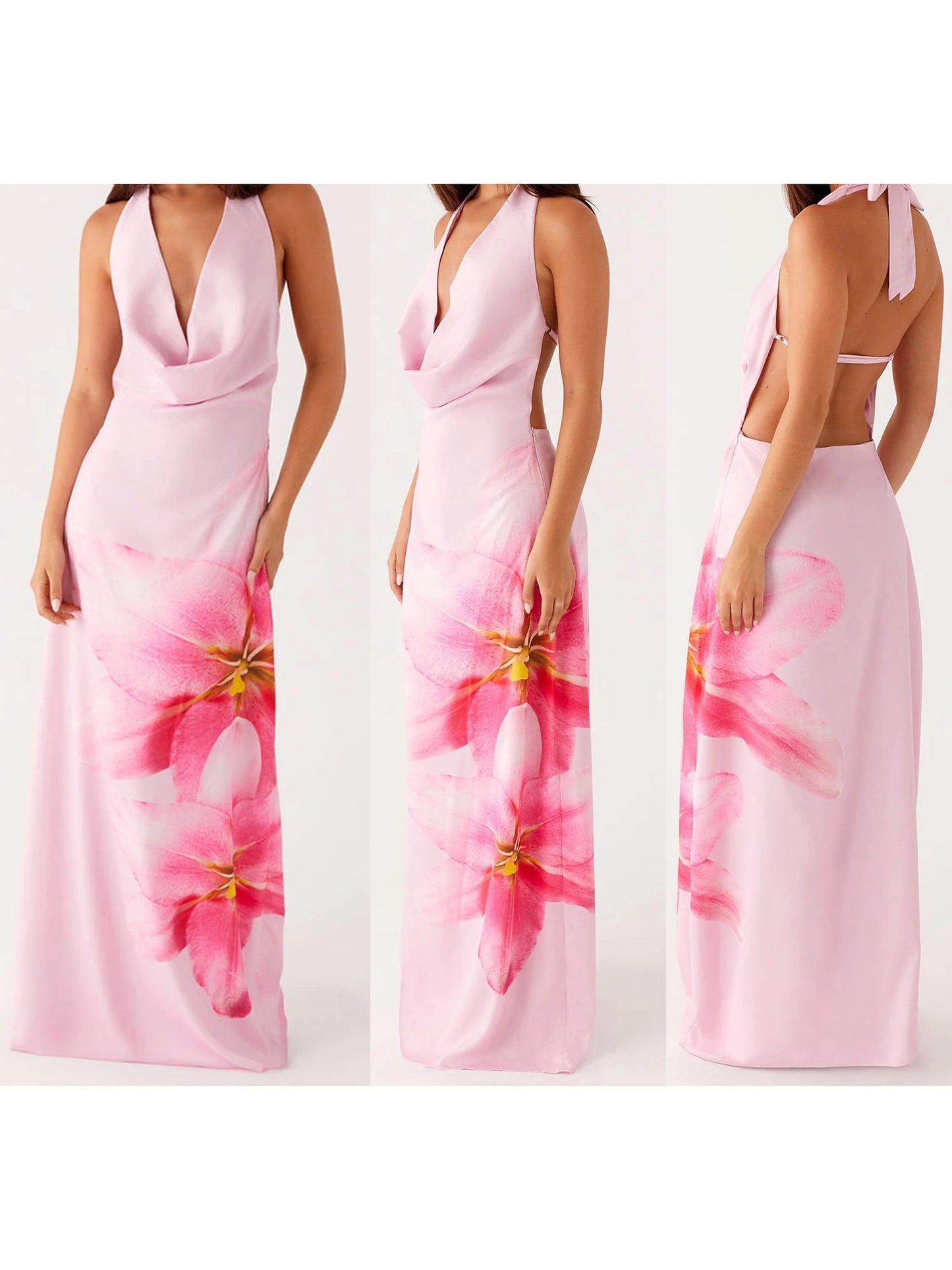 Elegant Floral Print  Maxi Dress