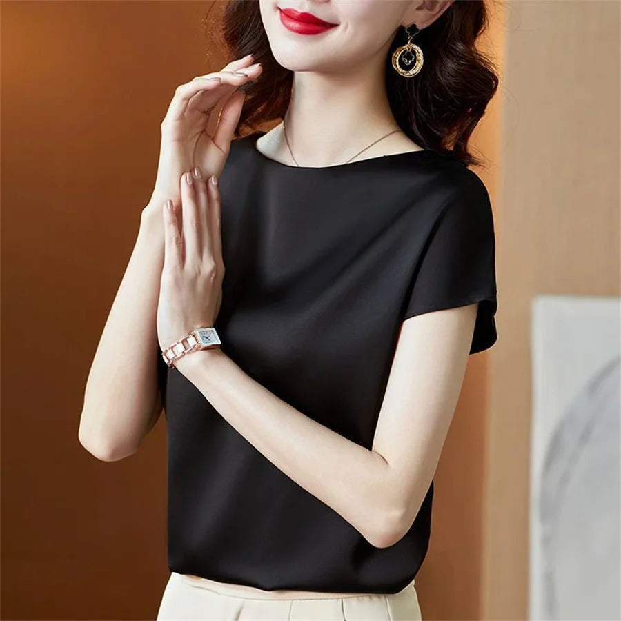 Short Sleeve O-Neck Blouses