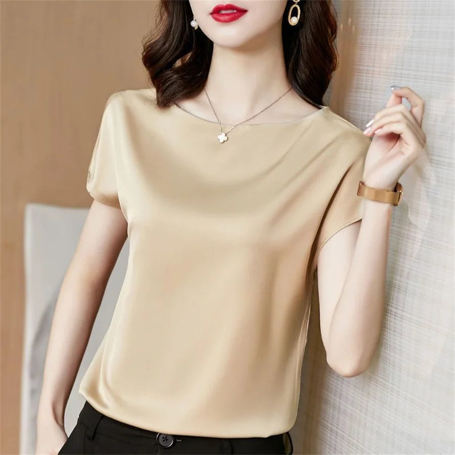 Short Sleeve O-Neck Blouses