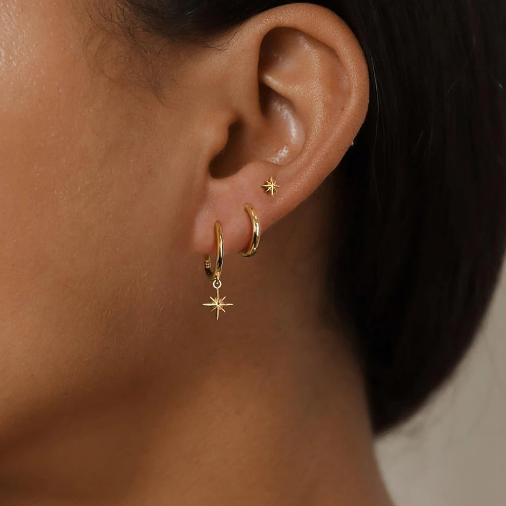 Round Star Drop Earrings