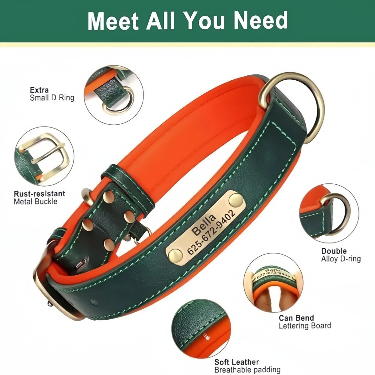 Leather ID  Dog Collar