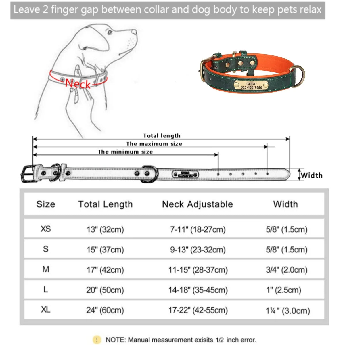 Leather ID  Dog Collar
