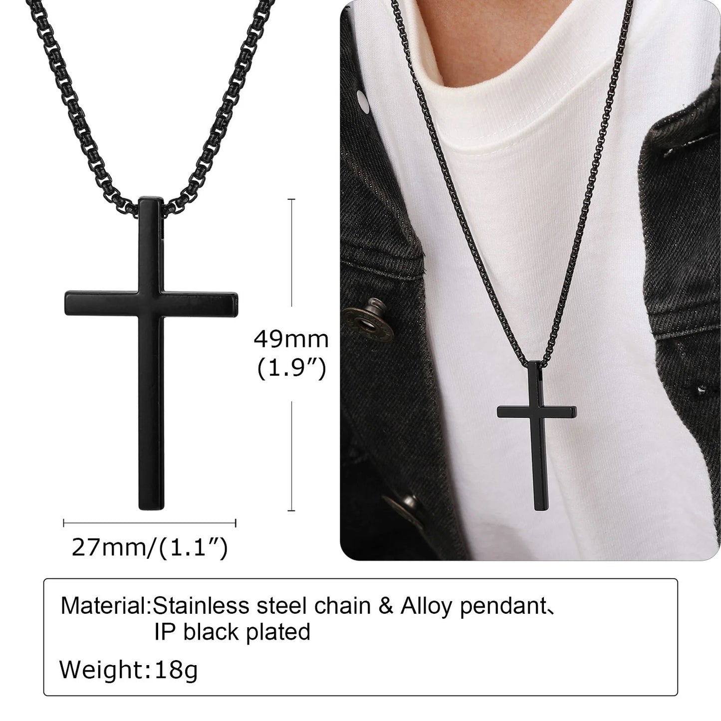 Vnox Cross Necklace for Men