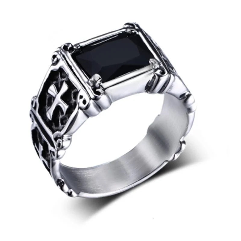 Red Zircon Cross Pattern Ring