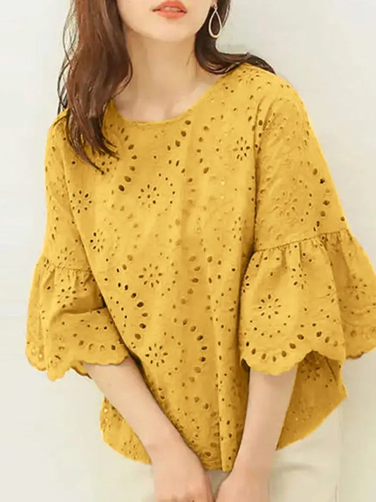 Sleeve Hollow Out Blouse