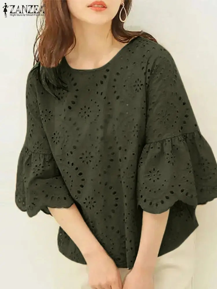 Sleeve Hollow Out Blouse