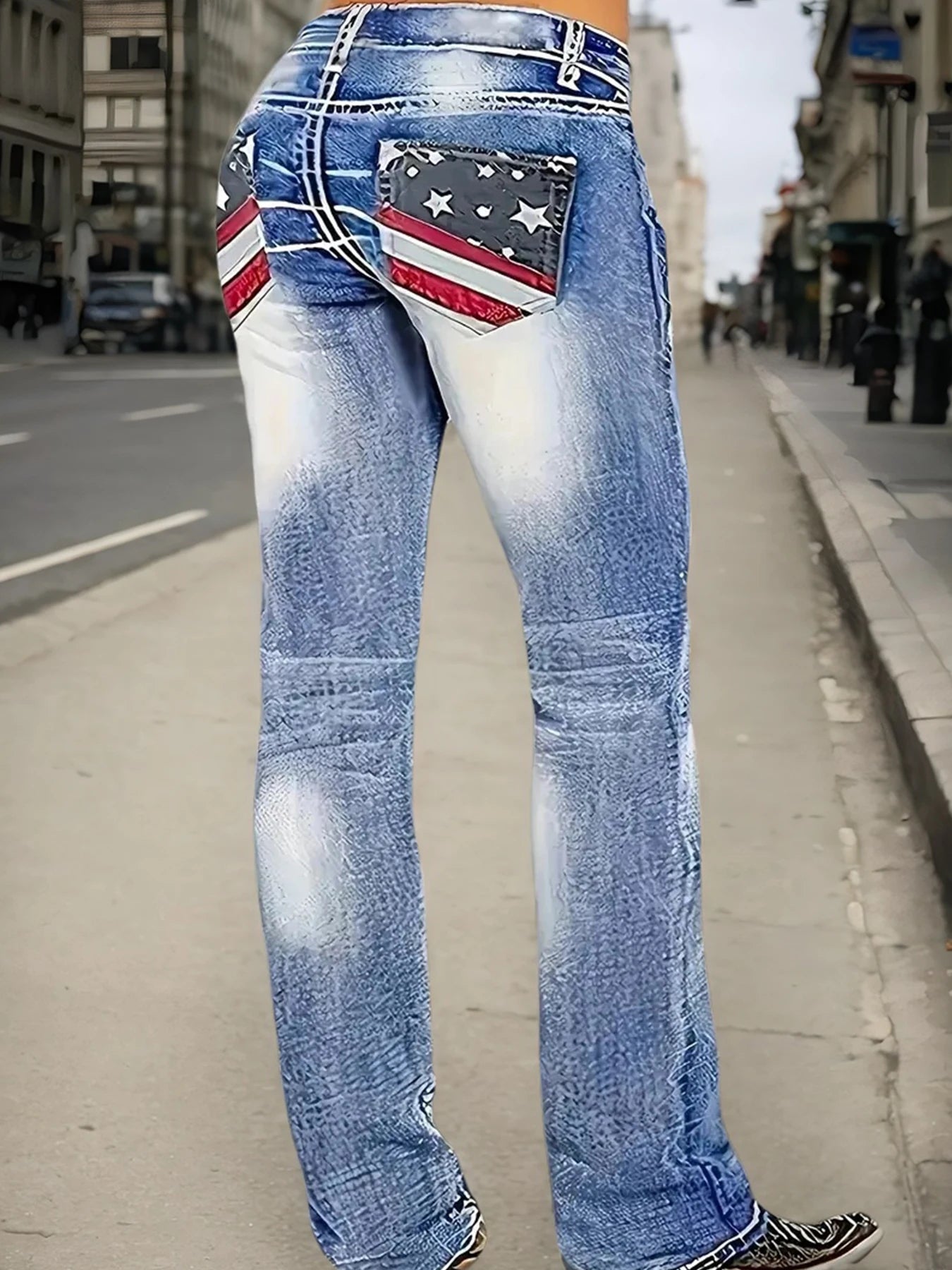 Elastic American Flag   Jeans