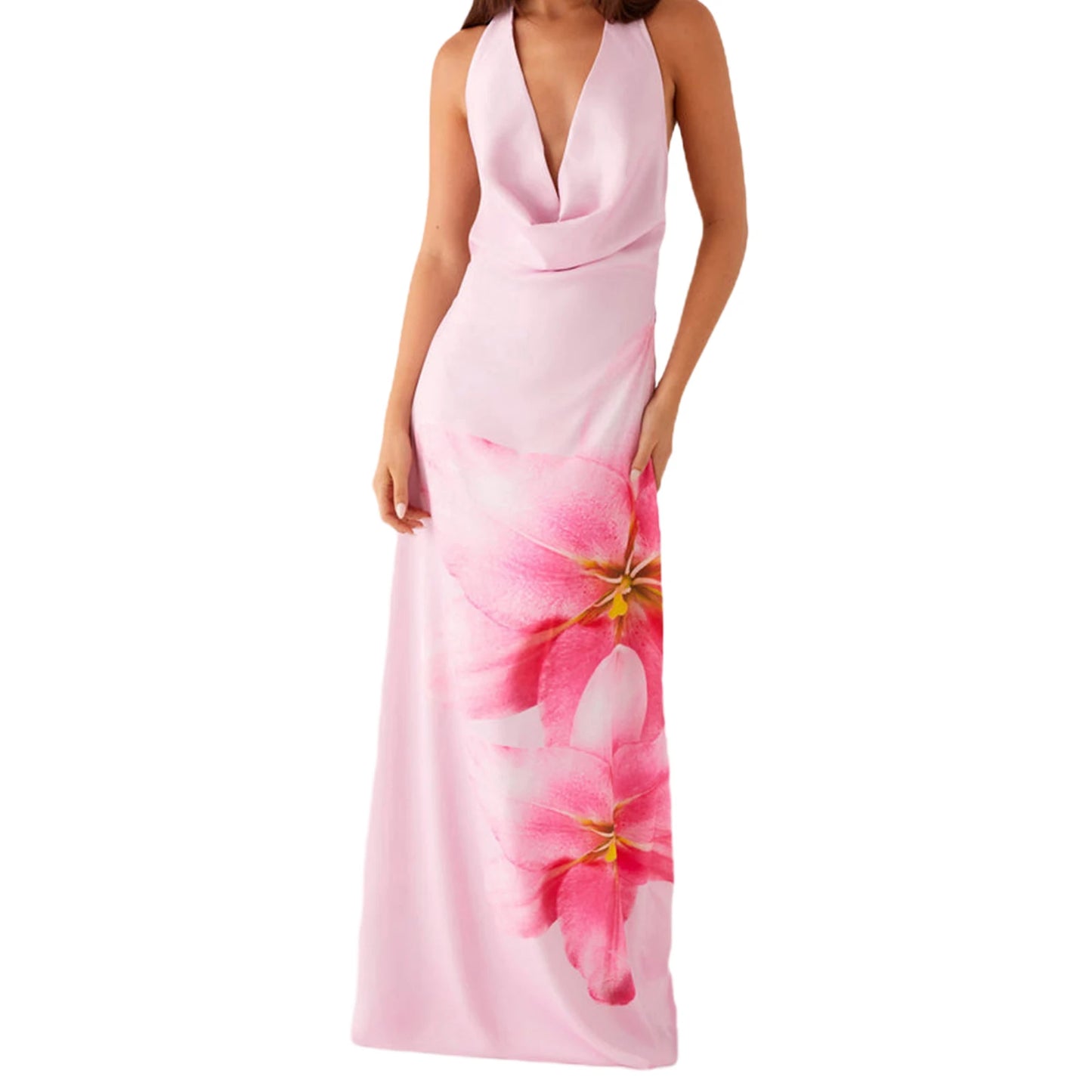 Elegant Floral Print  Maxi Dress