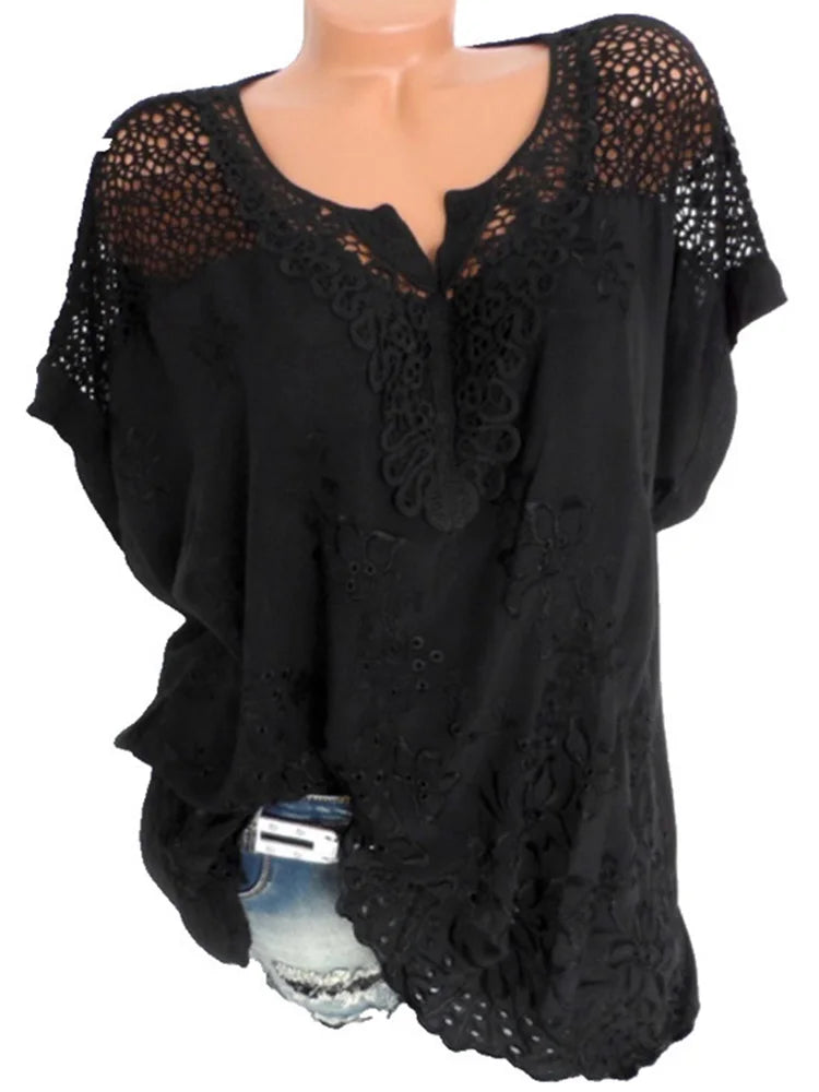 Short-Sleeved Lace  Blouses