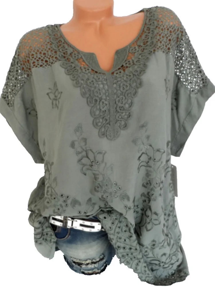Short-Sleeved Lace  Blouses
