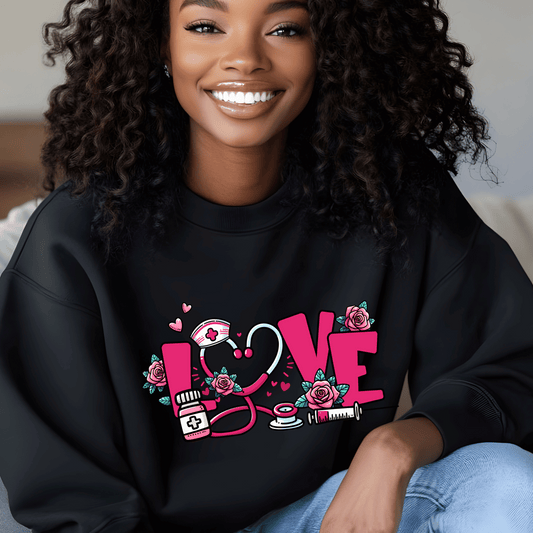 Love Nurse Crewneck Pullover Sweatshirt